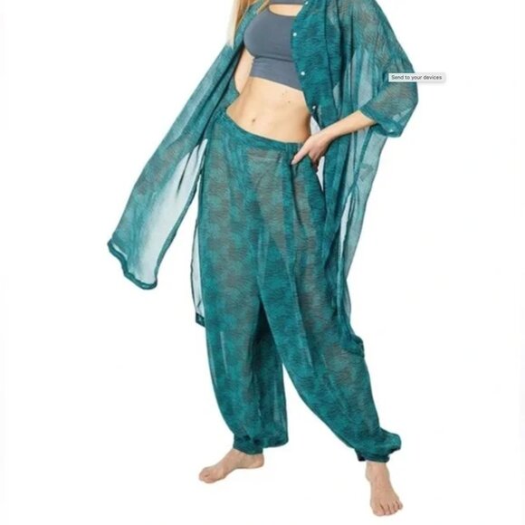 Free People More Chill Sleep Pants in Deep Sea Combo - Picture 2 of 5